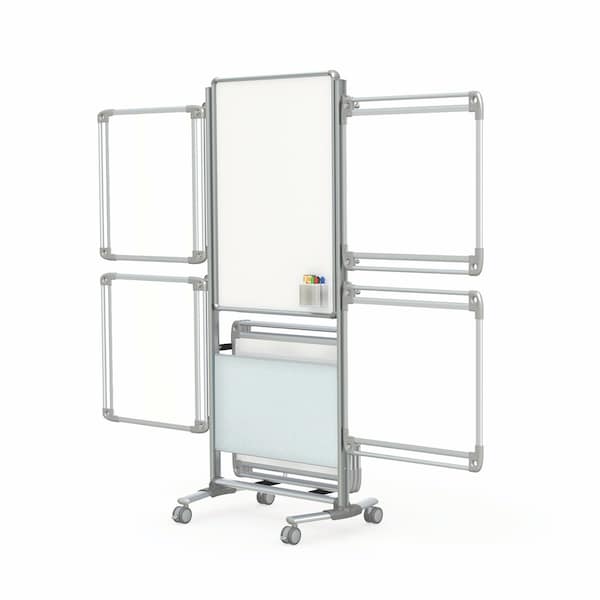 Easel+ Mobile 2-Sdd Prcln Whtbrd w/Tblt Strg, Mag, 8 Tablets, 39 in H x 26 in W